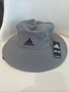 adidas Gray Wide-Brim Sport Bucket Hat NWT
